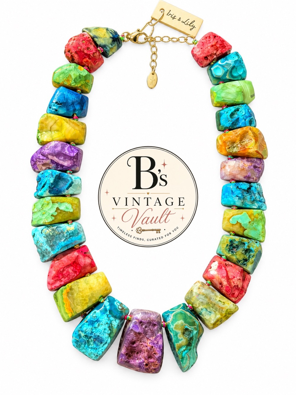 Iris & Lily London Genuine Agate Slab Necklace Sterling silver clasp